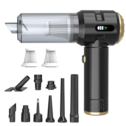 Sycoodeal Handheld Car Vacuum Cleaner, 25000PA Strong Cyclonic Suction Portable Mini Vacuum Cordless with Digital Display Lightweight Handheld for Pet Hair, Car, Home, Office, Kitchen (Gold) - color: Gold