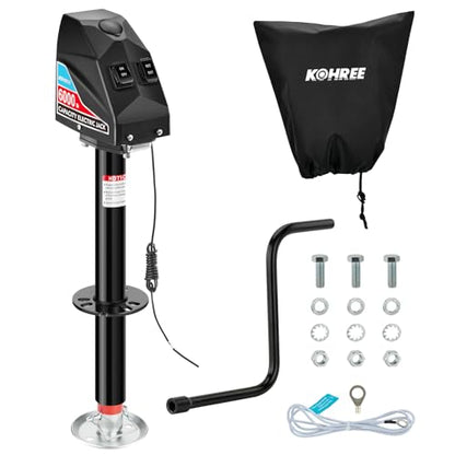 Kohree Electric Trailer Jack 6000 lbs, Heavy Duty RV Electric Power Tongue Jack for Travel Trailer A-Frame Camper, with Manual Crank Handle & Weatherproof Jack Cover, 22" Lift, 12V DC with Wiring - size: 6000 LBS with Standard Wiring