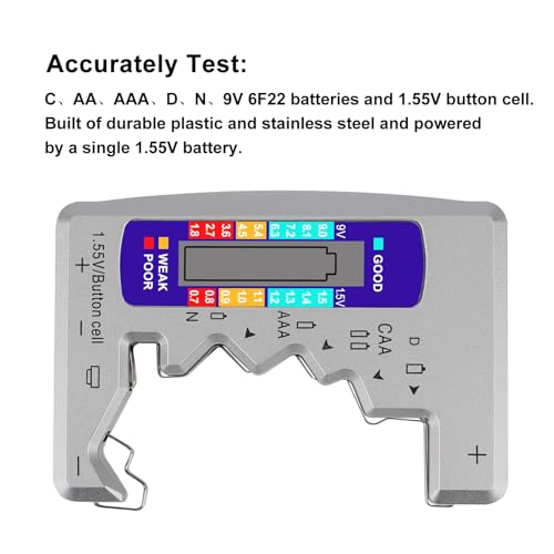 UMLIFE 4PACK BT-886 Battery Tester Checker BatteryTester for Battery C D 9V AA AAA 1.5V -Sliver - color: 4PCS BT-886 Sliver