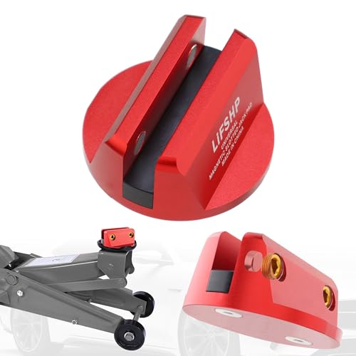 Universal Aluminum Grooved Magnetic Jack Pad, Jacking Puck Pinch Weld Frame Rail Adapter, for Car SUV Truck Pickup Sedan MPV Wagon, Change Tire Repair Tires Oil Change Must Have-Red - color: Red