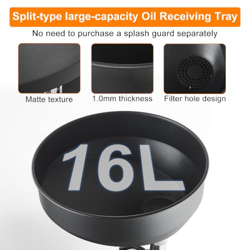 Upgraded Design Waste Oil Drain Tank, Pneumatic Oil Drainer, Oil Lift Drain and Extractor,Air Operated Drainer for Oil Change (Black-5702) - color: Black-5702