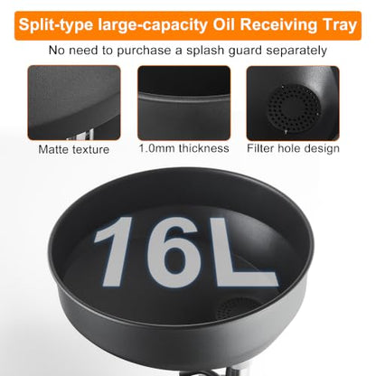 Upgraded Design Waste Oil Drain Tank, Pneumatic Oil Drainer, Oil Lift Drain and Extractor,Air Operated Drainer for Oil Change (Black-5702) - color: Black-5702