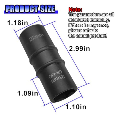 ZIMISI 1/2" Drive Impact Socket Set, 21mm x 22mm 6-Point Nut Socket with Callouts, Corrosion-Resistant Cr-Mo Flip Sockets, Double-Ended Thin Wall Lug Nut Extractor Set (21mm x 22mm) - size: 21mm x 22mm