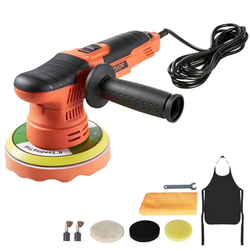 VEVOR Car Buffer Polisher, 6-Inch Dual Action Polisher Buffer Waxer, 650W 6 Variable Speeds 2000-6800RPM Random Orbital Polisher Kit for Cars Detailing, Waxing, Polishing - size: 6"