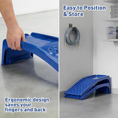 Heavy Duty Car Ramps for Oil Changes, 2 Pack Solid Steel Vehicle Ramps, 8,000 LBS Capacity Per Pair, 35" x 12" x 9.5", Auto Service Ramps, 9" Tire Track Width, Traction Hole Surface, Blue - color: Blue