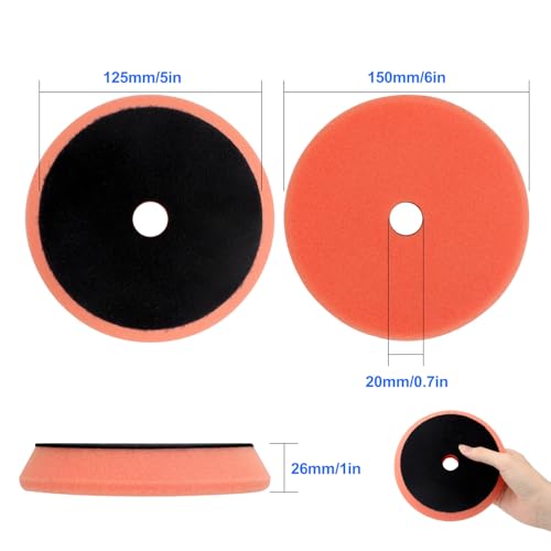 5PCS Buffing Polishing Sponge Pads, 5'' Orbital Buffer Pads Hook and Loop Buffing Pads, Foam Polisher Pad 5 Grits from Coarse to Fine, for 5 Inch DA Rotary Polisher Compounding, Polishing and Waxing