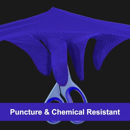 GLOVEWORKS HD Royal Blue Nitrile Industrial Disposable Gloves, 6 Mil, Latex & Powder-Free, Food-Safe, Raised Diamond Texture - size: X-Large (Pack of 100), style: Box of 100