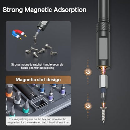 Bomivoi 42 in 1 Magnetic Screwdriver Set, Ratchet Screwdriver Set with S2 Steel Bits, Detachable Handle, Multi Bit Repair Tool Kit for Home, Furniture, Electronics, Computer, Bicycle Repair, DIY - color: Grey