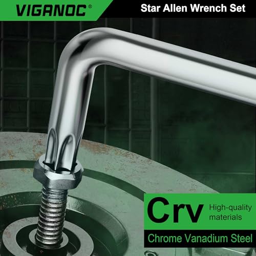 Chrome Vanadium Steel Long Arm Torx Star Allen Wrench Set, T10-T50, 9-Piece - style: Torx Star