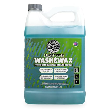 Chemical Guys Sudpreme Wash & Wax 128 oz High Suds Foaming Car Wash Soap with Carnauba Wax Shine, Deep Gloss Finish & Surface Protection Safe for Paint, Chrome & Plastic