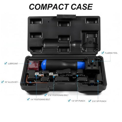 Brake Line Flaring Tool Kit, 3/16" 1/4" Double Flare Tool for Brake Lines, 45 Degree Aluminum Copper Tubing Flaring Tool, for Vehicle Brake Hydraulic Line Repair