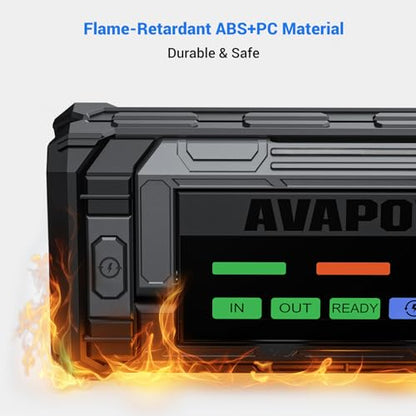 AVAPOW 8000A Battery Jumper Starter Portable with 4″ HD Display PD 30W Dual-Way Fast Charging, 12V Car Starter Jump Box & Battery Booster for All Gas & Up to All Diesel Engines - size: 8000A