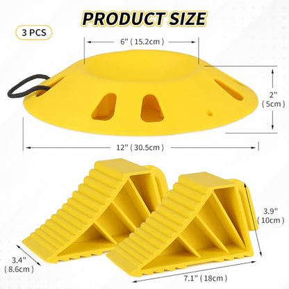 OULEME Trailer Jack Chocks and Wheel Dock for Boat Travel Trailer Camper and RVs, Caster Stopper for Single 6'' 8'' and Dual 6'', with Rope Handle