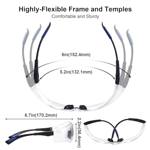 xaegistac Shooting Glasses Anti Fog -Shooting Range Eye Protection | Adjustable Safety Glasses with Z87.1 Certificated Impact Reistance - color: Black Blue Frame Clear Lens