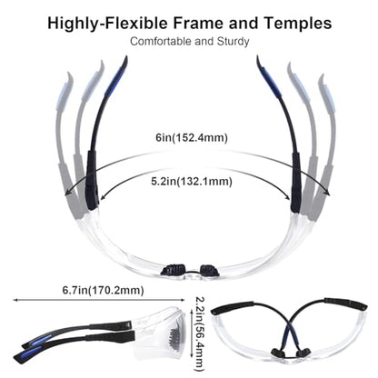 xaegistac Shooting Glasses Anti Fog -Shooting Range Eye Protection | Adjustable Safety Glasses with Z87.1 Certificated Impact Reistance - color: Black Blue Frame Clear Lens