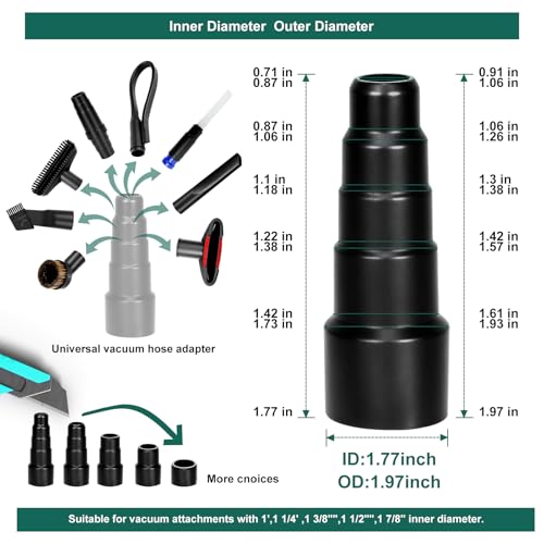 12pcs Universal Vacuum Attachments Professional Shop Vac Accessories Wet Dry Vacuum Attachments fit 2 1/2", 1 1/4", 1 7/8" with Hose Adapter Brush Extension Wand Flexible Crevice - size: 12pcs