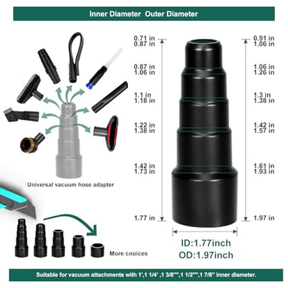12pcs Universal Vacuum Attachments Professional Shop Vac Accessories Wet Dry Vacuum Attachments fit 2 1/2", 1 1/4", 1 7/8" with Hose Adapter Brush Extension Wand Flexible Crevice - size: 12pcs
