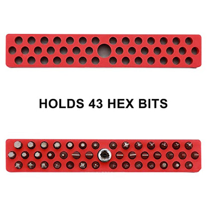 Mayouko 3PCS 1/4" Magnetic Hex Bit Holder Rack Organizer, 129 Holes, 1/4-Inch Drill Bit Holder, 3 Racks, Magnetic Bit Holder with Magnet Base for Screwdriver Bits - color: Red,blue,green