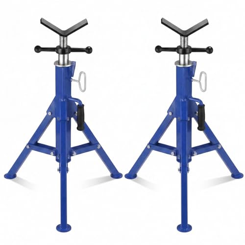 Garvee V Head Tripod Pipe Jack Stand, 1/8"-12" Pipe Support Rest, 2500 LB Heavy Duty Carbon Steel Adjustable 28"-52" Folding Portable Pipe Stand for Welding Pipe | Heavy Duty Carbon Steel Adjustable 28"-52" Folding Portable Pipe Stand for Welding Pipe - c
