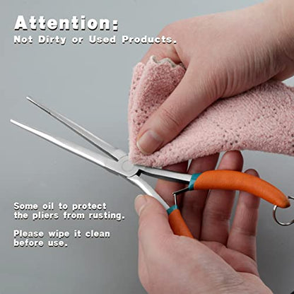 7 Inches Extra Long Needle Nose Pliers Serrated Jaw, with Lanyard | Long Nose Pliers for Jewelry Making, Electronic Repair, Wire Wrapping, Fishing Hook Remover, Hard-to-Reach Narrow Spaces - style: Extra Long Nose