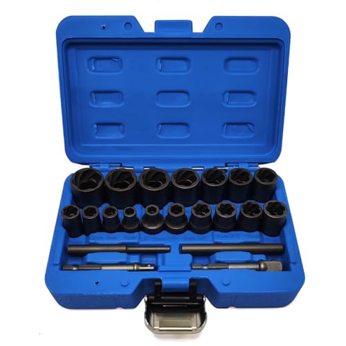 21PCS Twist Lug Nut Socket Set - 3/8 inch Drive Damaged Nut Lock Remover Extractor - Rusted & Strip & Stripped & Stuck Locking Nut Removal Tool Kit - color: 21pcs Lug Nut Extractor 3/8 Inch Drive