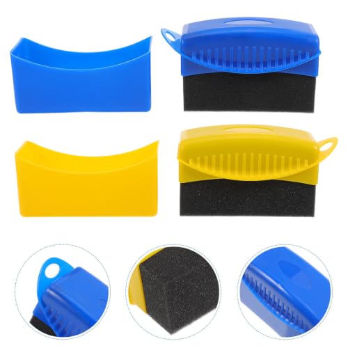 Amosfun 2pcs Car Wheel Cleaning Brush Set with Lid, Portable Plastic and Sponge Applicators for Tires and Car Paint Surfaces, Enhancing Water and Dirt Resistance for Auto Detailing