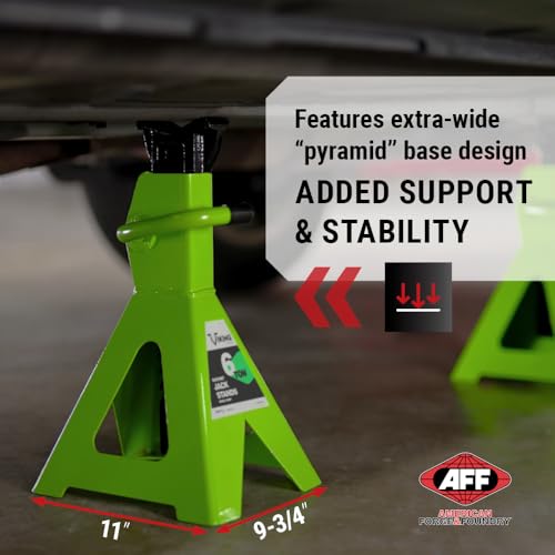 AFF Viking 6 Ton Jack Stand Set - Heavy Duty Ratchet Style Jack Stands - Pair - size: 6 Ton