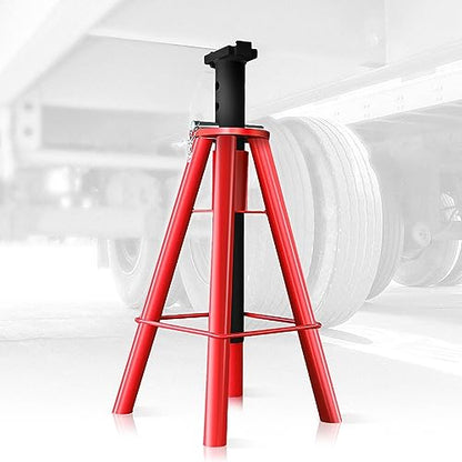 Auto Dynasty Universal Heavy Duty Steel Pin Type Jack Stand, 10 Ton (20000 lbs.) Capacity, Lifting Range 28" (Min) to 47.5" (Max), Black/Red
