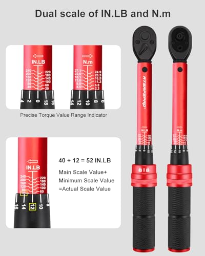 ATsafepro 3/8 torque wrench 20-240 in.lb, Inch Pound Torque Wrench Set with Extension & 3/8" to 1/4" Adapter - ±3% Accuracy, Dual-Direction 72-Tooth for Bike, Motorcycle, Car & Engine Maintenance - style: 3/8" 20-240 IN.LB Torque Wrench Set