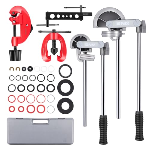 DNA MOTORING 3 in 1 Double Single Flaring Tools Kit, Flare Tool Kit Including 180 Degree Pipe Bender, Tubing Cutter For Copper, Brass, Air Conditioning Pipelines, TOOLS-00544 - style: Flaring Tools Kit
