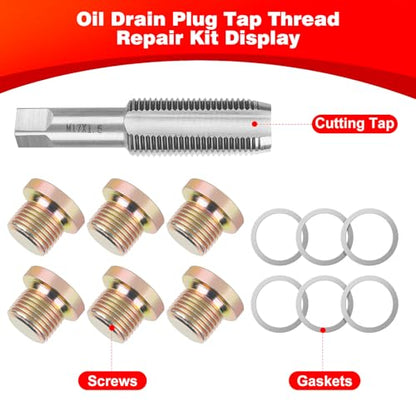 Oil Drain Plug Tap Thread Repair M17x1.5MM Oil Pan Screws Rethread | Oil Drain Plug Thread Repair Tool Kit Oil Pan Screws Rethread Tool - size: M17 X 1.5MM