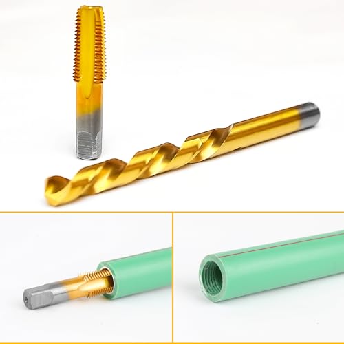 1/4-18 NPT Pipe Tap and 7/16" Drill Set,M2 HSS Hand Threading Plumbing Tap | Plumbers Mechanics DIY Thread Cutting Tools - size: 1/4-18 NPT Tap - 7/16" Drill