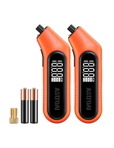 AstroAI Digital Tire Pressure Gauge 3-300PSI Calibrated to ANSI B40.7 Grade 2A (0.5%), Backlight and Flashlight, Presta Valve Adaptor Included, 4 Units, AAA Batteries, Orange, 2Pack - color: Orange, size: 2 Pack