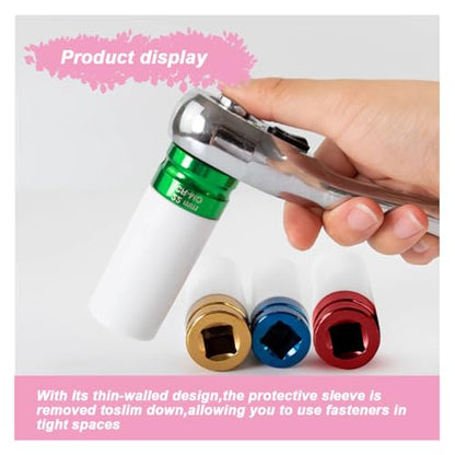 1/2" Drive 21 mm Lug Nut Impact Socket, CR-MO Thin Wall Deep Lug Nut Socket, Non-Marring Wheel Rim Protector Sleeve, Auto Tire Repair Maintenance Accessories (21MM) - size: 21MM
