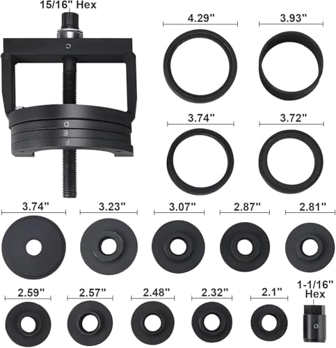 FreeTec Master Wheel Bearing Removal Tool, Wheel Hub Removal Tool Set Fits for Most Vehicles, C to U Sizes Back and Front Wheel Bearing Remover and Installer Tool Kit