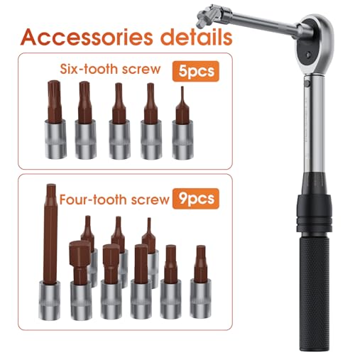 17 Piece Small Torque Wrench Set (5-30nm), 1/4" Drive Click, 72 Teeth Bidirectional Torque Wrench, ±3% Accuracy，Professional Tool Set for Bicycles and Motorcycles