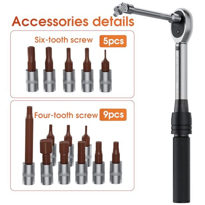 17 Piece Small Torque Wrench Set (5-30nm), 1/4" Drive Click, 72 Teeth Bidirectional Torque Wrench, ±3% Accuracy，Professional Tool Set for Bicycles and Motorcycles