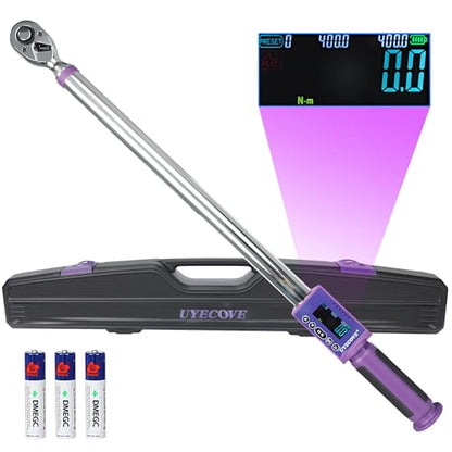 Digital Torque Wrench 1/2 Drive, (14.7-295 FT-LB/20-400N.M) ±2% High Accuracy Digital Torque Wrench, With Vibration, Buzzer and LED Alert - size: 1/2-inch (14.7-295 Ft-lbs./20-400Nm)