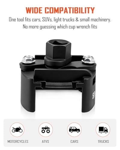 SPARKWHIZ Oil Filter Removal Tool, 60-80 mm & 80-105 mm Adjustable Oil Filter Wrench, 1/2" & 22 mm Drive Universal Oil Filter Wrench Set