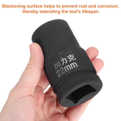 HARFINGTON 4 Point Square Socket 1" Drive by 22mm Metric Square Impact Socket 40CR Blackening Standard Wheel Sockets Pneumatic Socket Tool for Auto Repair Mechanical Maintenance Home Use - size: 22mm
