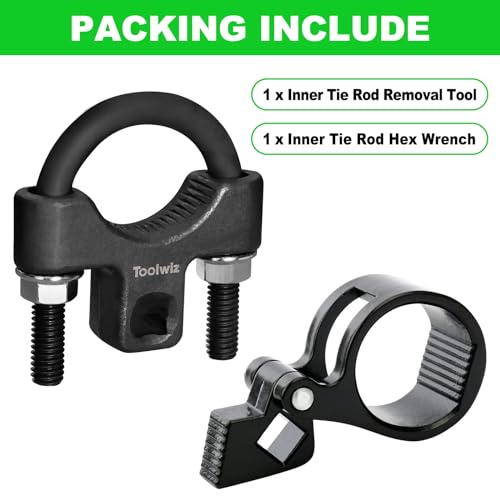 Toolwiz 3/8'' Universal Low Profile Tool + 1/2'' Inner Tie Rod Hex Wrench | Inner Tie Rod Removal Tool Kit, 2pcs, for Car Truck Vehicle Motorcycle, Compatible with Mercedes Benz BMW Toyota Honda Ford
