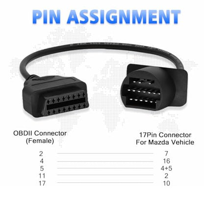 OBD2 Adapter for Mazda 17 Pin OBD1 to 16 Pin OBD2 Diagnostic Cable, Compatible with Mazda Vehicles 17pin Connector, Work with ELM327 OBD2 Diagnostic Scanner Tool and Code Reader - style: Fit for mazda-17pin