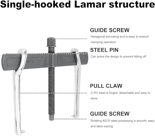 ChgImposs 12 Inch 2-Jaw Gear Puller, Adjustable Bearing Puller Gears, Reversible Removal Tool for External Internal Pulling, CR-V Two Claws Puller Tool for Removal of Pulleys Flywheels Bearings Gears