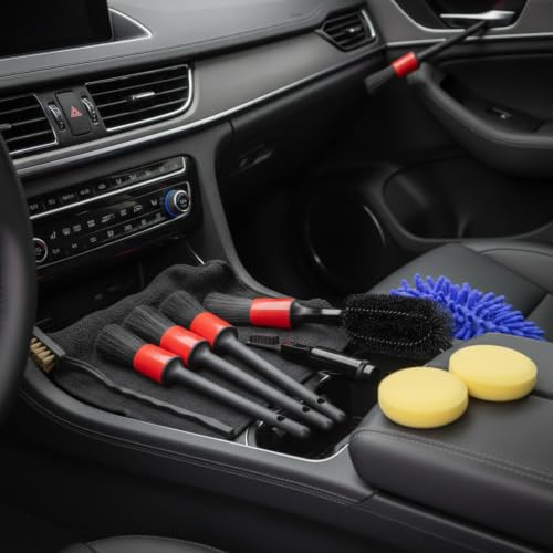 Interior Vents & Wheel Spoke Cleaning Kit, Car Detailing Brush Set with PP Plastic Tools for Dashboard and Exterior Crevices - size: 11.02 x 7.09 x 2.76 in