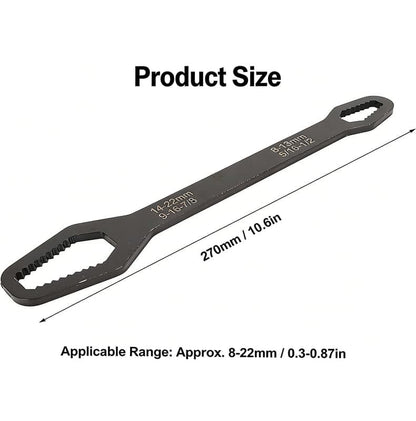 Universal Double Ended Wrench,Universal Car Wrench,Diy Machine Auto Maintenance, For 3mm-24mm Nuts, Chrome Vanadium Steel,For Home,Construction (Black) - color: Black