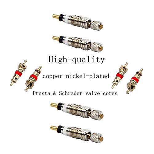 36 Pieces Presta Valve Core Kits,Handy Alloy Valve Core Remover,10Pcs Presta Valve Cores,5Pcs Presta Valve Adapters,5Pcs Presta Valve Caps,10Pcs Schrader Valve Cores,5Pcs Schrader Valve Caps