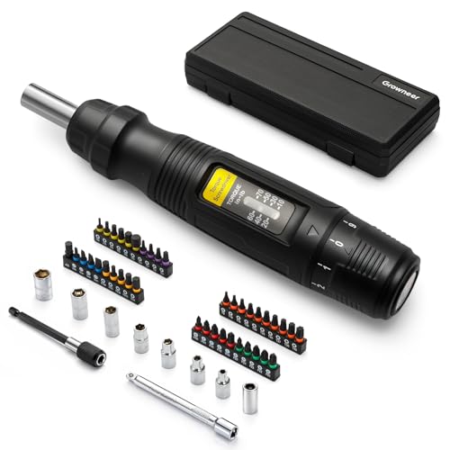 GROWNEER 1/4'' Drive Torque Wrench Screwdriver, 10-70 In-lb Inch Pound Torque Screwdriver Electrician Kit with Sockets & S2 Bits, 50 In 1 Set for Electronics Maintenance Bike Repair Mounting - color: Mechanical Torque Screwdriver