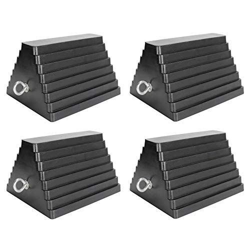 Extreme Max 5001.5775 Heavy-Duty Rubber Wheel Chock with Eyebolt - Each
