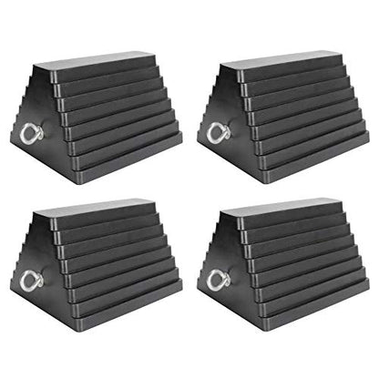 Extreme Max 5001.5775 Heavy-Duty Rubber Wheel Chock with Eyebolt - Each
