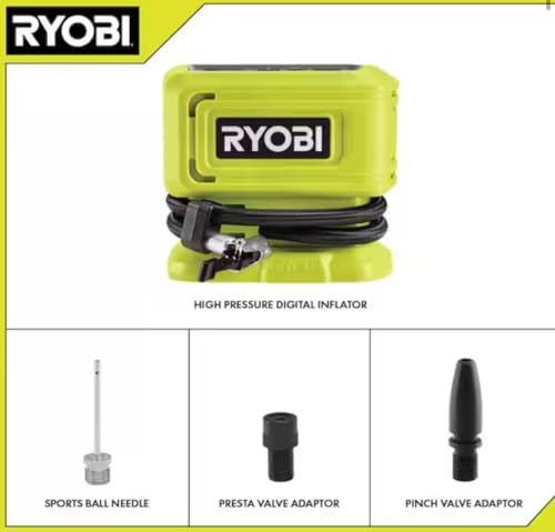 Simendong for RYOBI 18V ONE+ Cordless High-Pressure Inflator Tool (Tool Only), Compact Design for Car Tires, Sports Balls, Air Mattresses, and Inflatables